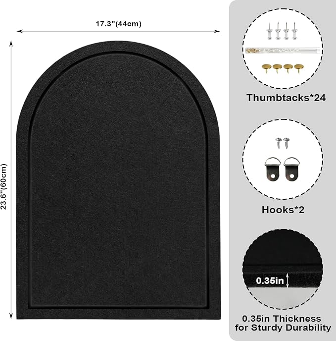 VABAMNA Arched Felt Bulletin Board 24" x 18", Grooved Edge Foldable - Image 3