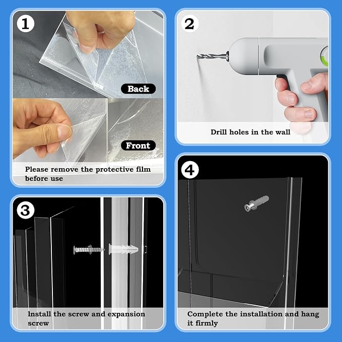 Acrylic Brochure Pamphlet Holder, 24 Clear Wall Mount Display Holders, Trifold - Image 8