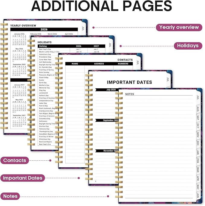 Planner 2026–2027, Academic Monthly Weekly Spiral Calendar, July 2026 – June - Image 5
