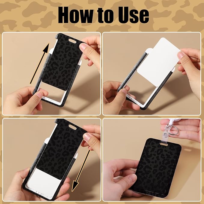 3 Set ID Badge Holder with Retractable Reel, Leopard Retractable ID Badge - Image 4
