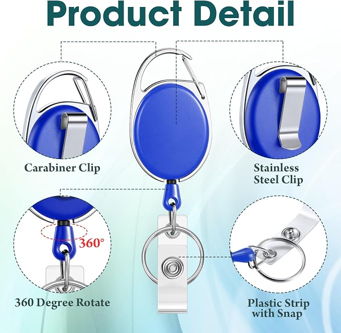 Honoson 110 Pcs Heavy Duty Retractable Badge Reels Batch ID Badge Holder - Image 3