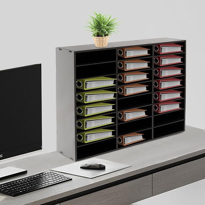 Mail Sorter Organizer, 24 Compartments Black Literature Organizer, Student - Image 2