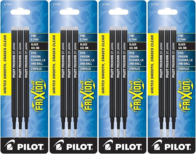 PILOT FriXion Gel Ink Refills for Erasable Pens, Fine Point, 4 Pack of 3 - Image 2
