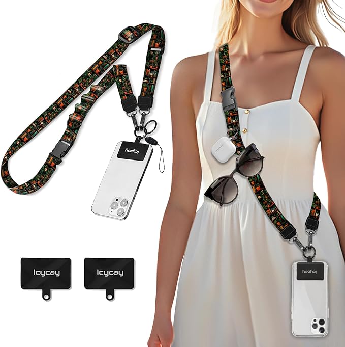 Icycay Phone Lanyard Crossbody, Plant Bookshelf Cell Phone Strap by Icycay