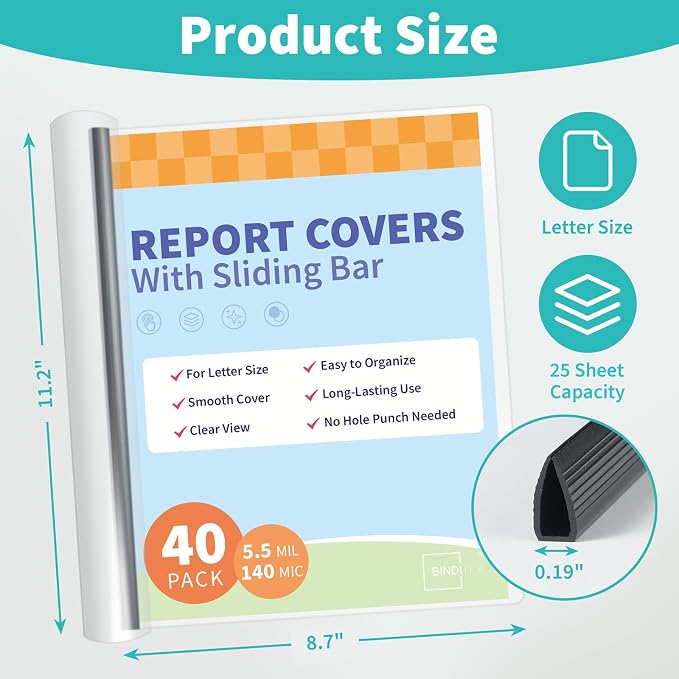 Binditek 40 Pack Clear Report Covers - Image 2