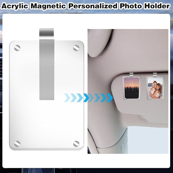 2Pcs Car Picture Holder, Acrylic Magnetic Personalized Photo Holder Car - Image 3