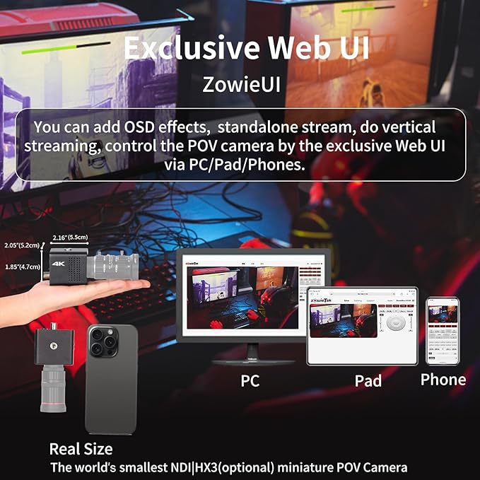4K Native NDI|HX3 POV Box Camera PoE, Simultaneously HDMI & SDI Output, RTSP/RTMP(s)/SRT, Standalone Live Streaming to YouTube/Facebook/Twitch for Webcast, Meeting, Teaching & Gaming (CS)-DeskLoop Office