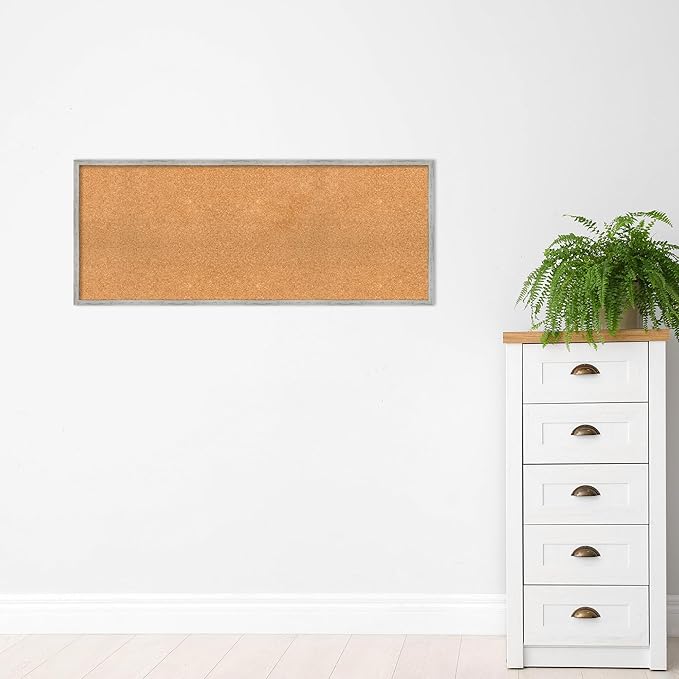 Amanti Art Natural Cork Board for Wall, 19x47 Vision Board with White Frame, Oversize Corkboard Office Decor for Home Organization, Cottage Corkboard Pinboard to Display Items for Home Organization-DeskLoop Office