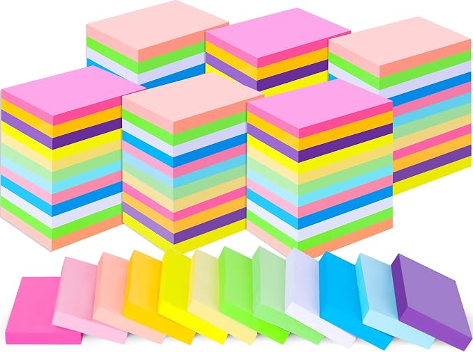 60 Pack Sticky Notes 1.5x2 in, Small Self Stick Note, 12 Color Mini Sticky by Oleitodh
