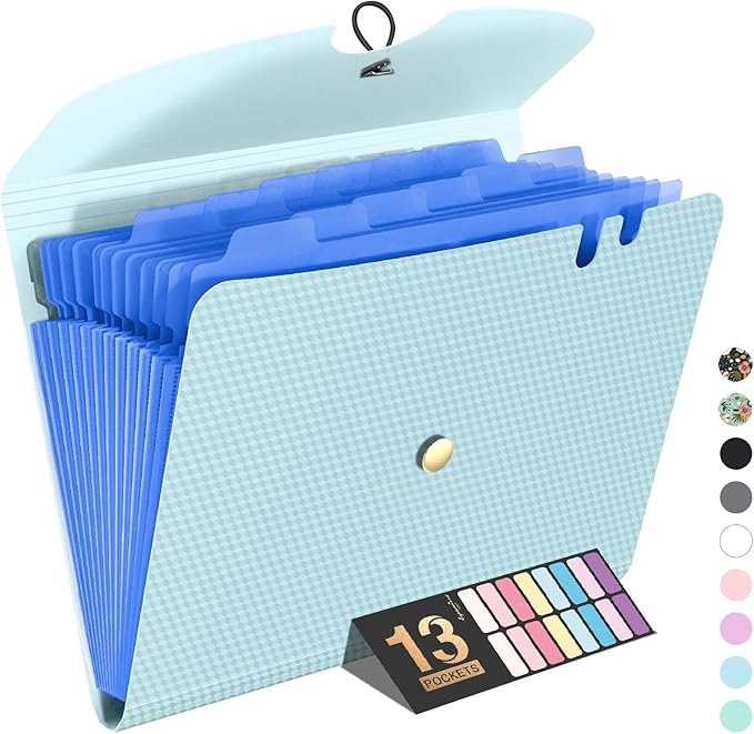 Sooez Expanding File Folder, 13 Pocket Accordion File Organizer, Monthly by Sooez