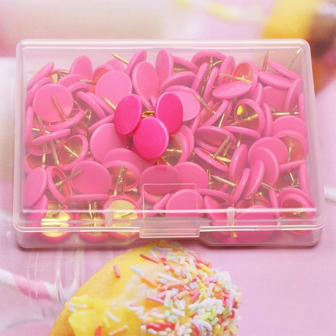 Tupalizy 120PCS Flat Plastic Round Head Map Thumb Tacks Push Pins - Image 5