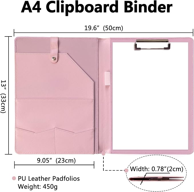 Portfolio Folder Padfolio with A4 Clipboard, PU Leather Portfolio Clipboard - Image 3