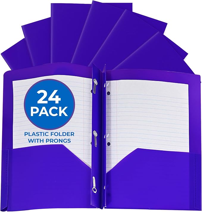 24 Pack Purple Plastic Folders by EPI