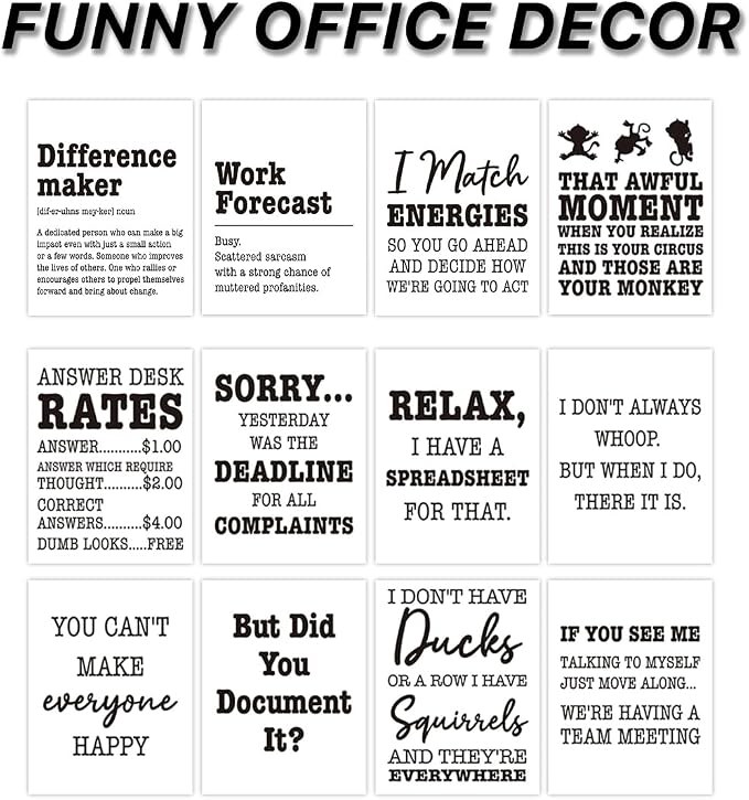 Funny Office Decor Desk Signs, 12 Different Cards Desktop Novelty, Boss Day - Image 2