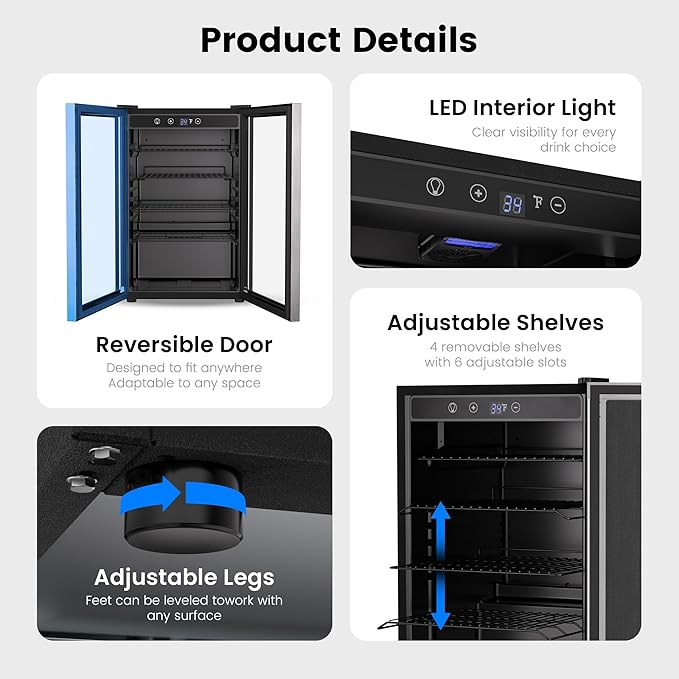 145 Can Beverage Refrigerator Cooler - 4.5 Cu.Ft Mini Fridge Glass Door, Soda Wine Beer Drink Fridge, Small Refrigerator for Bedroom Office Home Bar Dorm, Digital Temperature Control, Silver-DeskLoop Office