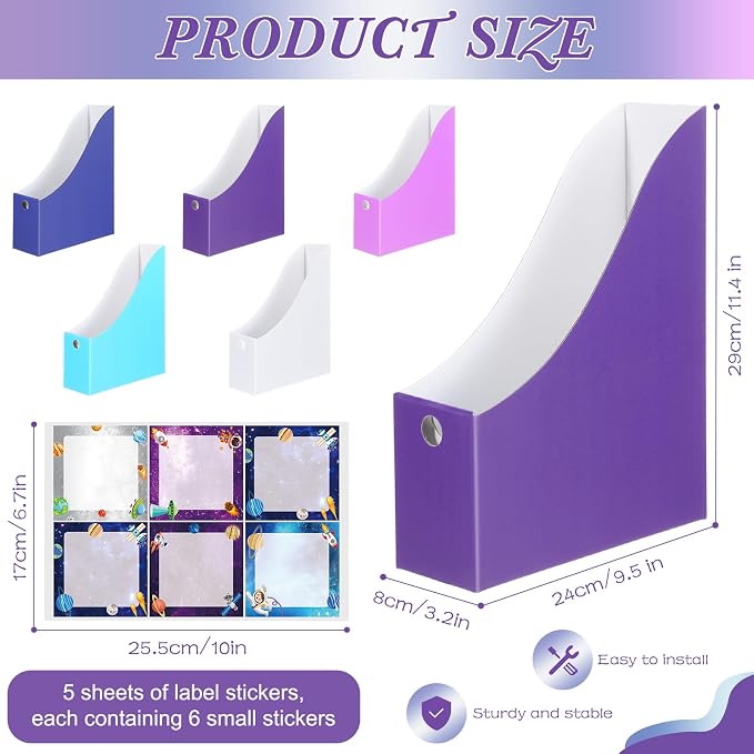 Pasimy 25 Pcs Space Cardboard Magazine File Holder Magazine Organizer Book Bin - Image 2