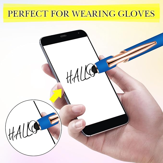 Zonon 38 Pieces Rubberized Ballpoint Pen with Stylus Tip Stylish Metal Pen Capacitive Styli with Soft Rubberized Grip, Black Ink for Most Devices(Classic Colors)-DeskLoop Office