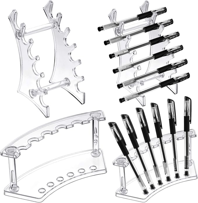Teling 4 Pieces Pen Display Stand Acrylic pen Holder Clear Pen Stand Rack by Teling