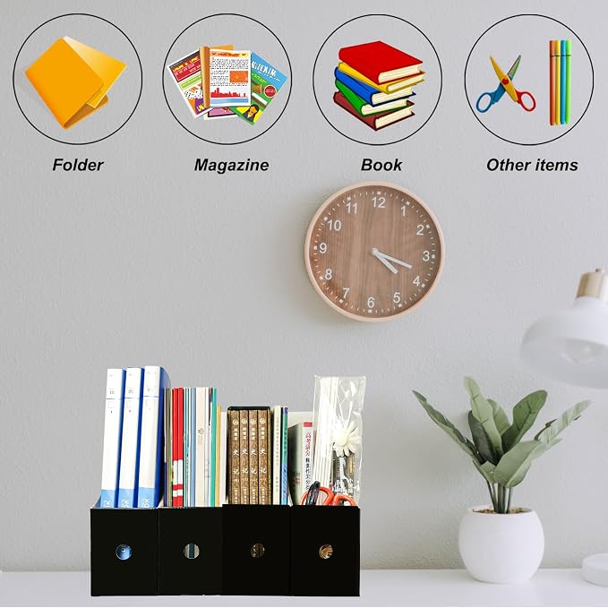 Limitliho 24 Pack Black Cardboard Magazine Holder, Sturdy Book Bins - Image 4