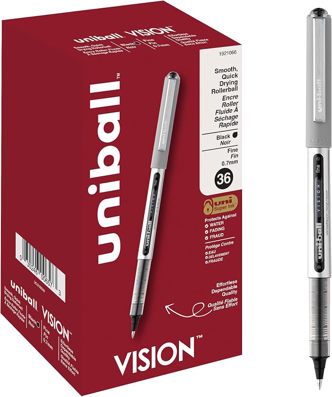 uniball Vision Rollerball Pens, Fine Point, 36 Pack by uni-ball