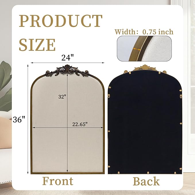 Arch Fabric Pinboard, Antique Gold Bulletin Boards 24"x36", Vintage Cork Board with Ornate Iron Frame for Wall Unique Display, Organization and Decor Options-DeskLoop Office