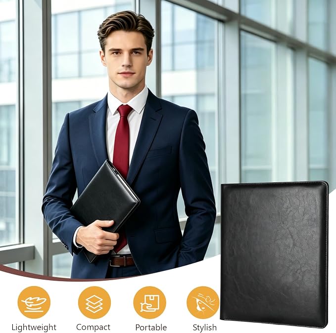 Professional Padfolio Portfolio Binder, Faux Leather Interview Resume Folder - Image 4
