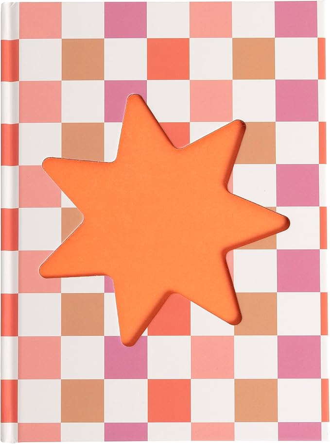 Pearhead Pink & Orange Star Cutout Hardcover Graph Notebook, 6.25x8.25 Grid by Pearhead