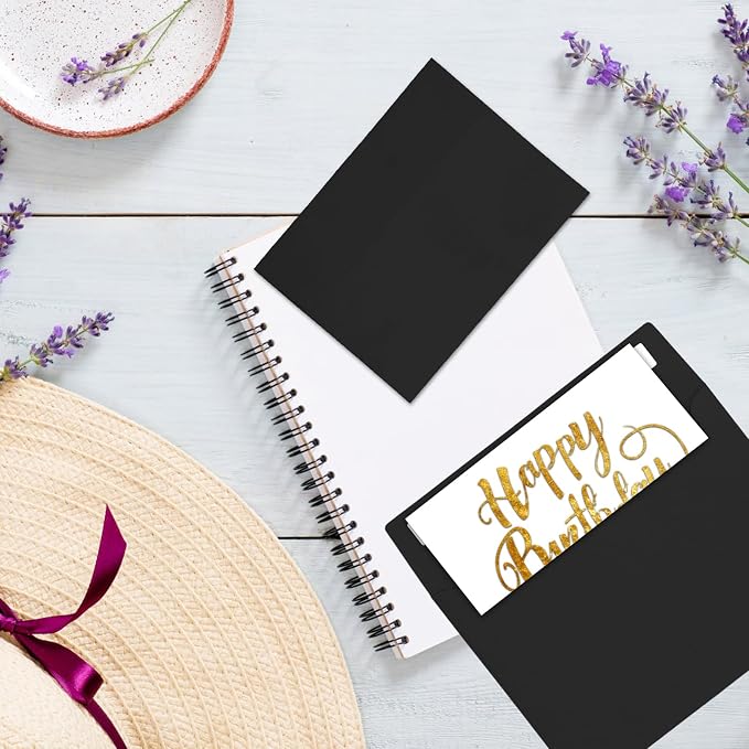 50Packs A4 Black Envelopes 4x 6 Inch Card Envelopes, Self Seal - Image 5