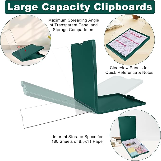 Meiikun Clipboard with Storage, Plastic Clip Boards 8.5x11 Folder with Clear - Image 6