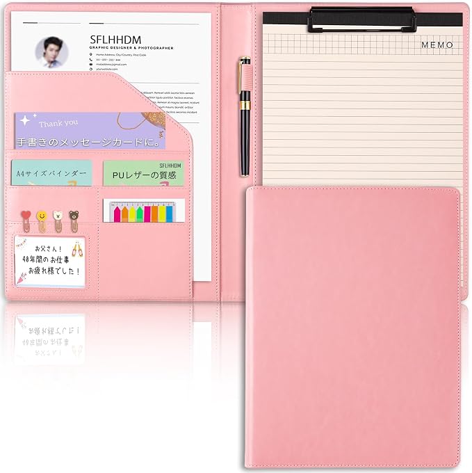Portfolio Folder Padfolio with A4 Clipboard, Professional PU Leather Folder by HOME