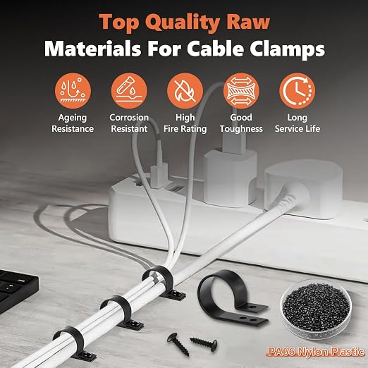 292Pcs Black PA66 Nylon R Cable Clamps Kit w/ M4 Screws, 6 Sizes | Good - Image 3