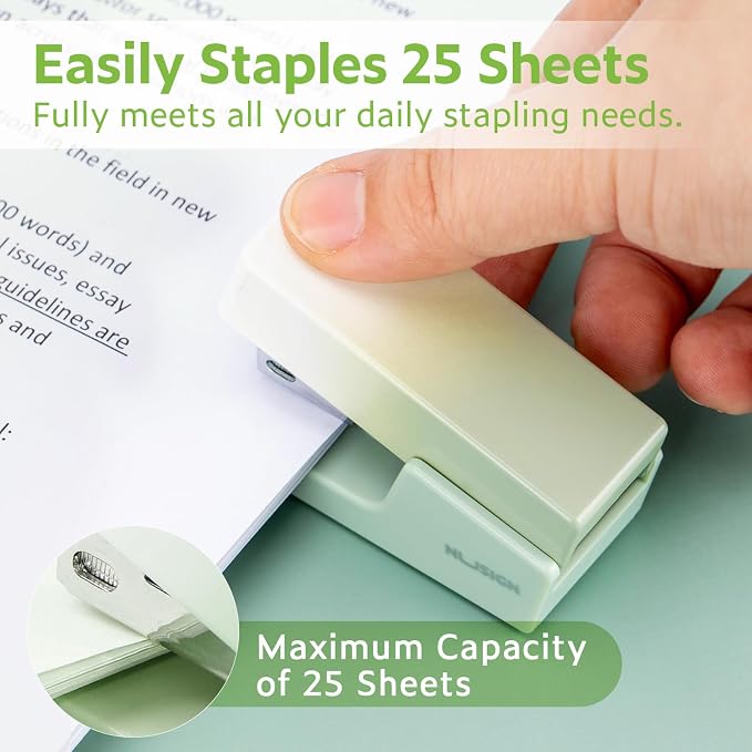 NUSIGN Mini Stapler with 830 Staples, Small Cute Desk Staplers, 25 Sheet - Image 2