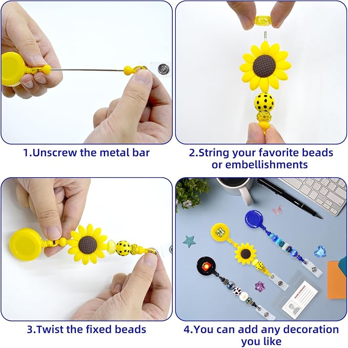 15pcs Colorful Beadable Badge Reels Making Kits - Image 6