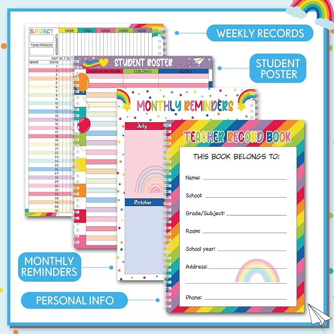 Fuyoooo Teacher Record Book Teacher Grade Books 2026-2027 Spiral Bound Record - Image 2