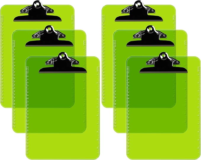 Pack of 6 Plastic Clipboards by DAVISGROUP