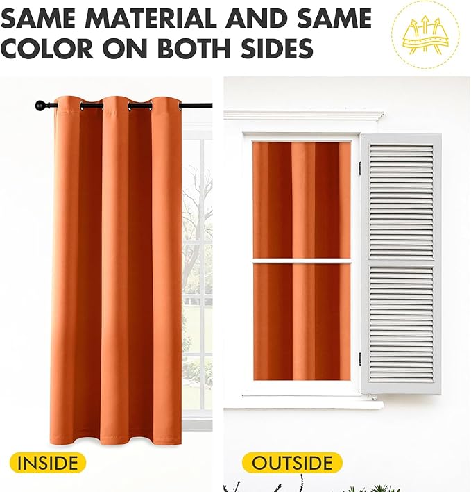 MIULEE Orange Blackout Curtains for Bedroom Living Room 84 Inches Long 2 Panels, Thermal Insulated Room Darkening Fall Drapes Solid Grommet Noise Reduction Light Blocking Window Treatments 40x84 Inch-DeskLoop Office