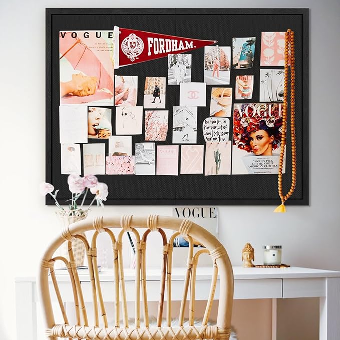 Miratino Large Bulletin Board, 48 "x 36" Black Cork Boards for Walls with Frame, Pin Display Board Vision Board for Home School Office Decor-DeskLoop Office