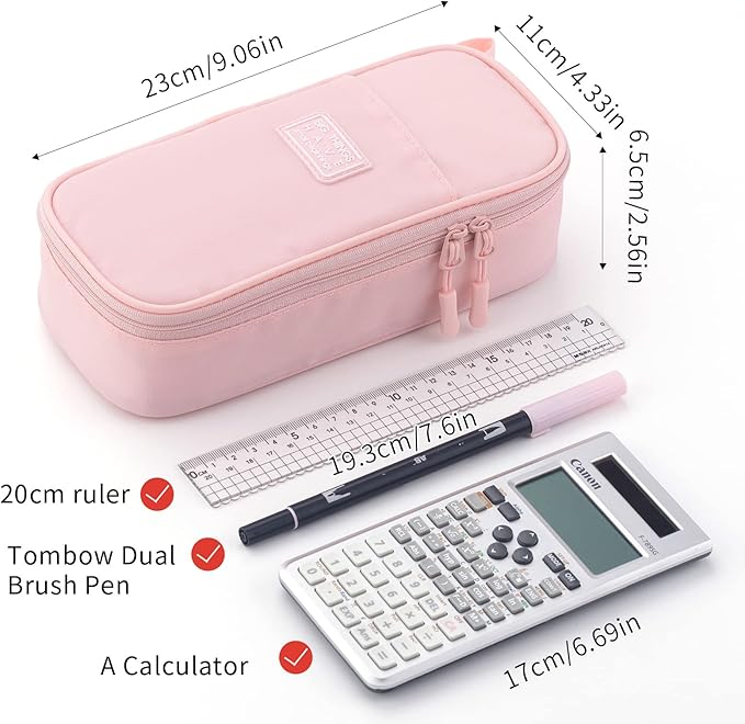 CICIMELON Durable Pencil Case Big Storage Pen Pouch Bag for School Supplies Office College Teen Girls Adults, Pink-DeskLoop Office