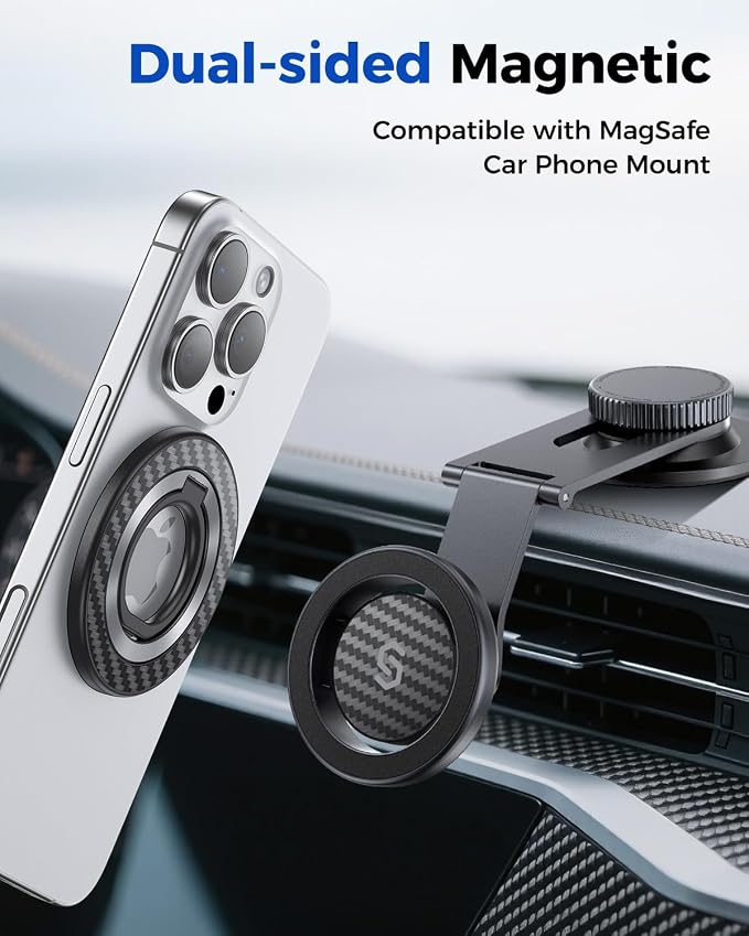 SYNCWIRE Carbon Fiber Magnetic Phone Ring Holder - Image 4