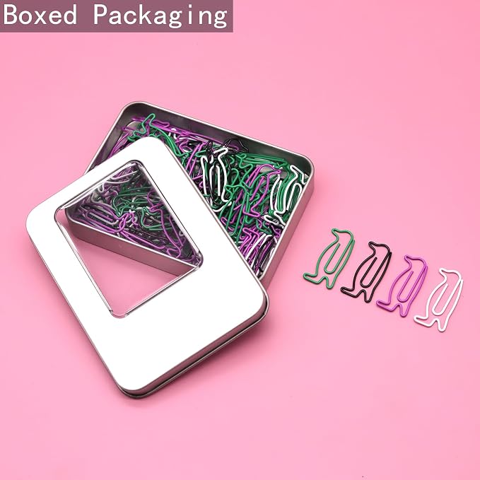 60 Pcs Penguin Paper Clips Mixed Color, Cute Penguin Gifts - Image 3