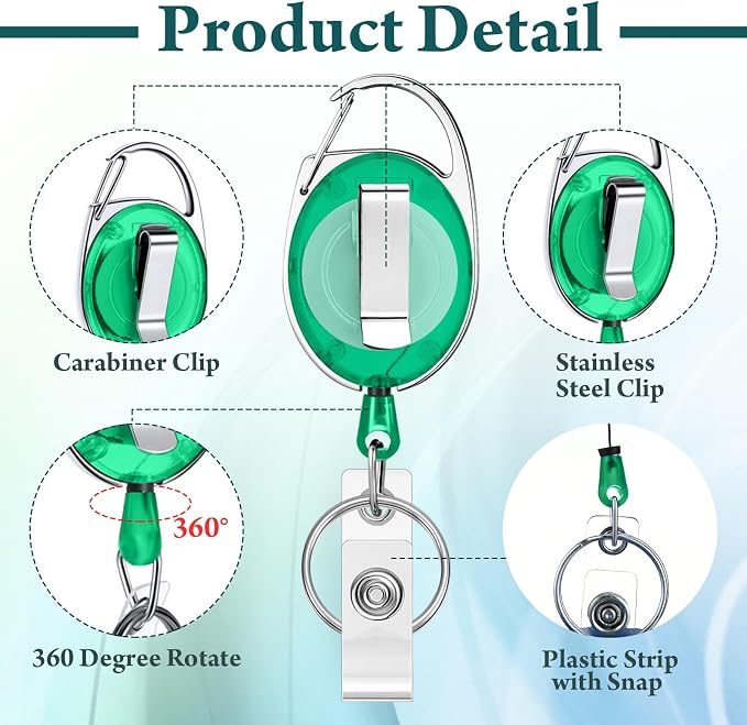 Honoson 50 Pcs Heavy Duty Retractable Badge Reels Batch ID Badge Holder - Image 3