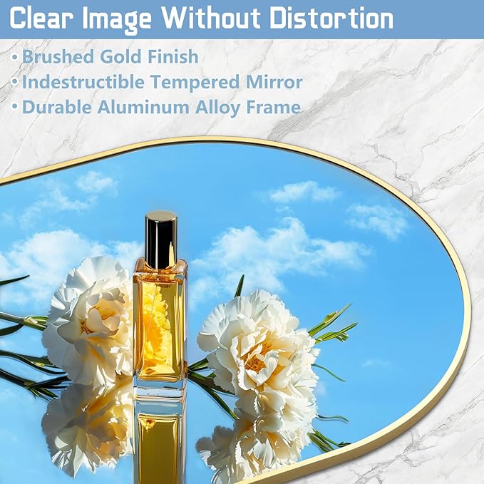 Floor Mirror Full Length, 56"X18" Gold Arch Full Length Body Mirror Wall Mounted with Thin Aluminum Frame, Tempered Glass Long Standing Mirror for Bedroom Living Room Dorm-DeskLoop Office