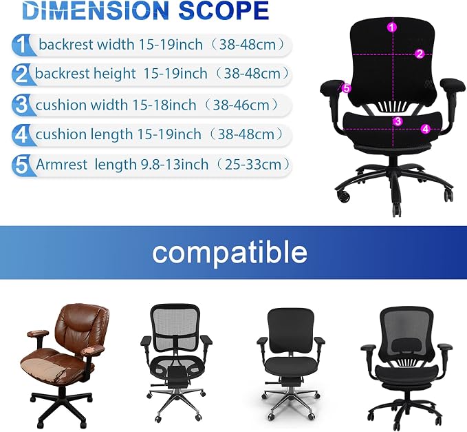 Tallew 4 Pcs Office Chair Covers Set Computer Universal Protective Stretchable - Image 2