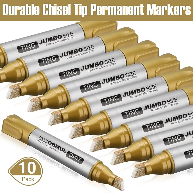 Fuutreo 10 Pack Jumbo Permanent Markers Bulk Large Chisel Tip Permanent Markers - Image 3