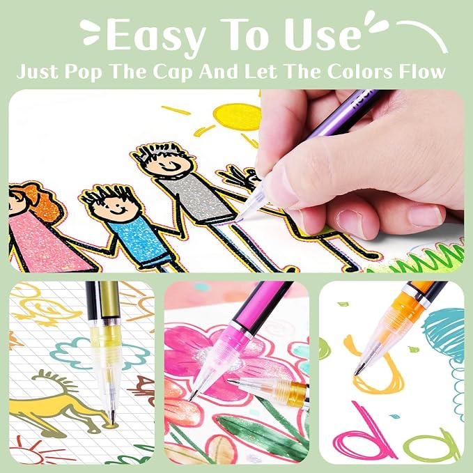 60 Colors Glitter Gel Pens, Colored Gel Pens Set - Image 3