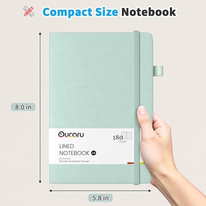 Oucaru Lined Journal Notebook, 16 Pack, 180 Pages, A5 Journals - Image 2