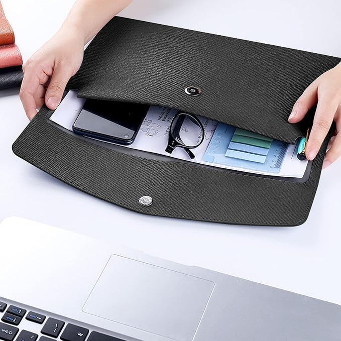 VANRA 1 Piece PU Leather Envelope File Folders A4 Paper Document Filing - Image 6