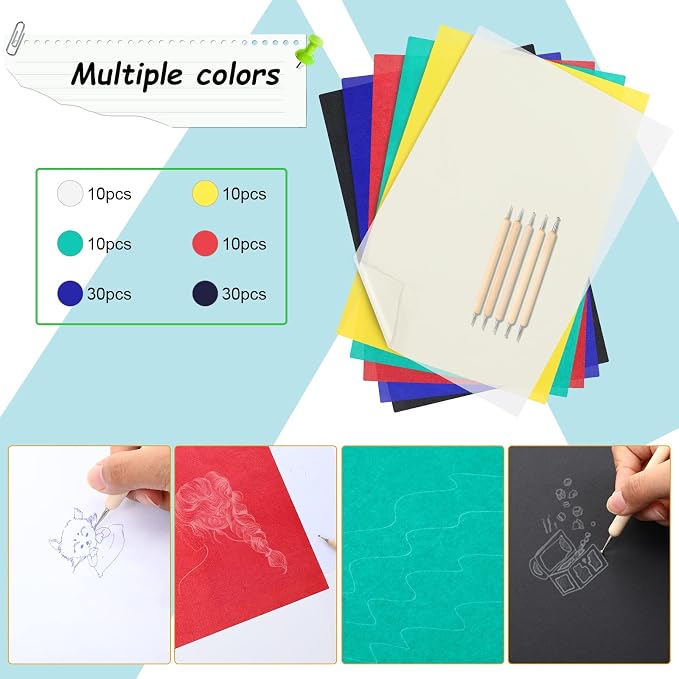 105 Pcs Carbon Transfer Paper 11.7 x 8.3 Inch Tracing Carbon Graphite Copy Paper - Image 5