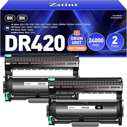 DR420 Drum Unit(Not Toner)Replacement Compatible for Brother DR420 DR-420 Imaging Drum HL-2270DW HL-2280DW HL-2230 MFC-7360N MFC-7860DW DCP-7065DN Intellifax 2840 2940 MFC-7240 HL-2240D Printer 2-Pack-DeskLoop Office