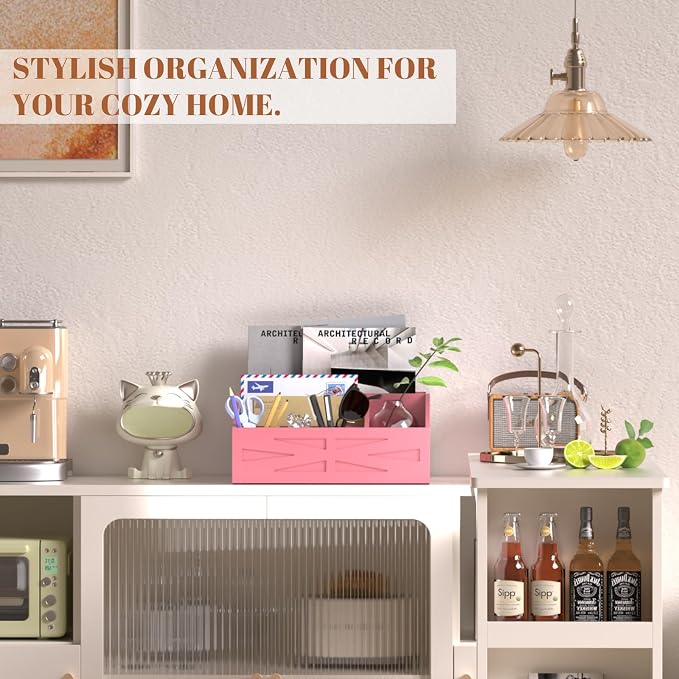 Wood Mail Organizer Countertop, Farmhouse Desk and Kitchen Countertop Storage - Image 9